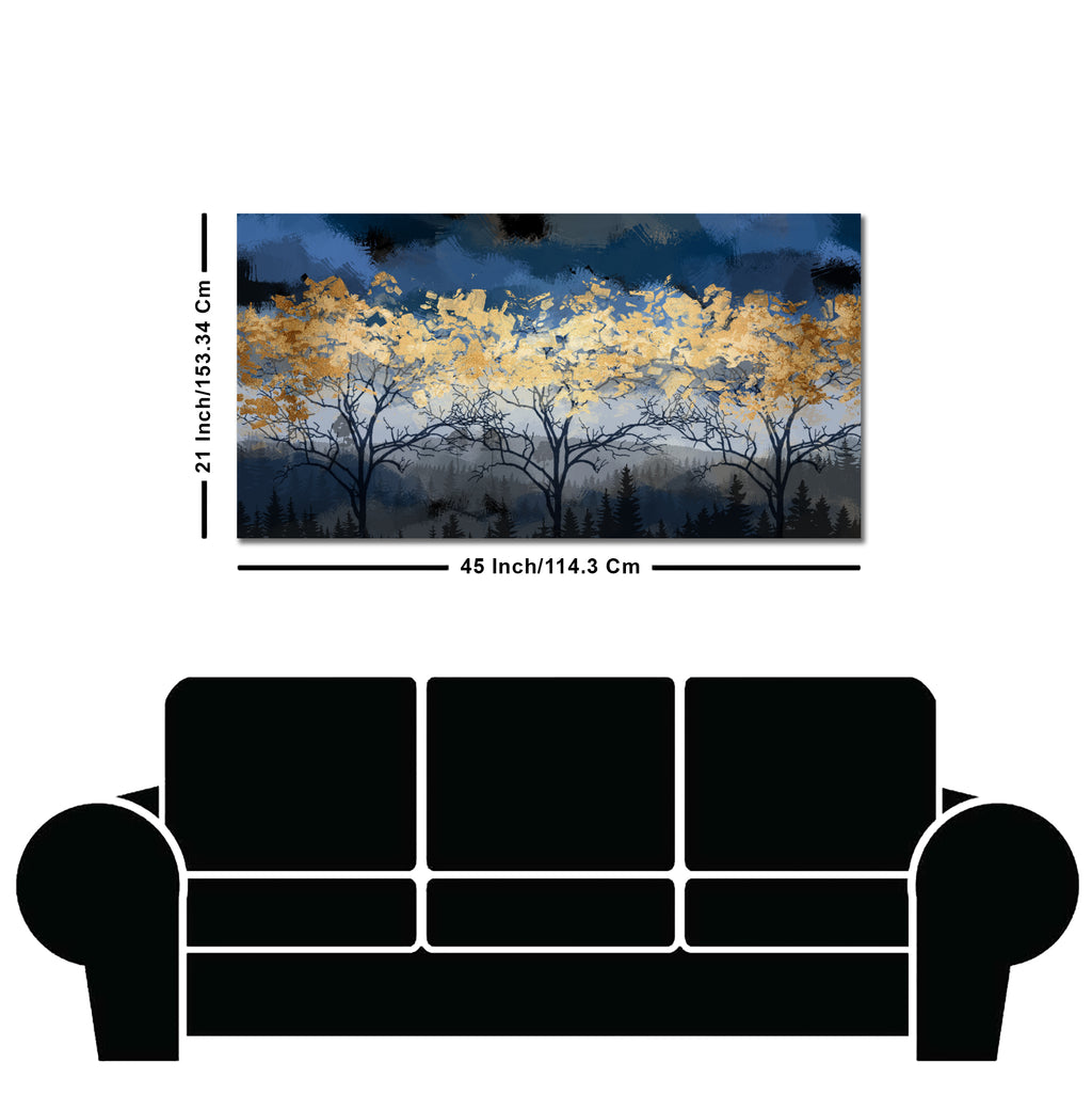 Beautiful Golden Tree Abstract Design Premium Canvas Wall Painting