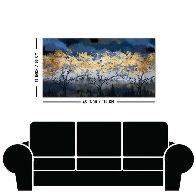 Beautiful Golden Tree Abstract Design Premium Canvas Wall Painting