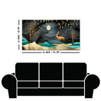 Midnight Golden Deer Scenery Premium Canvas Wall Painting