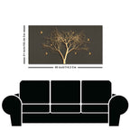 Golden Embossed Tree With Golden Birds Premium Canvas Wall Painting