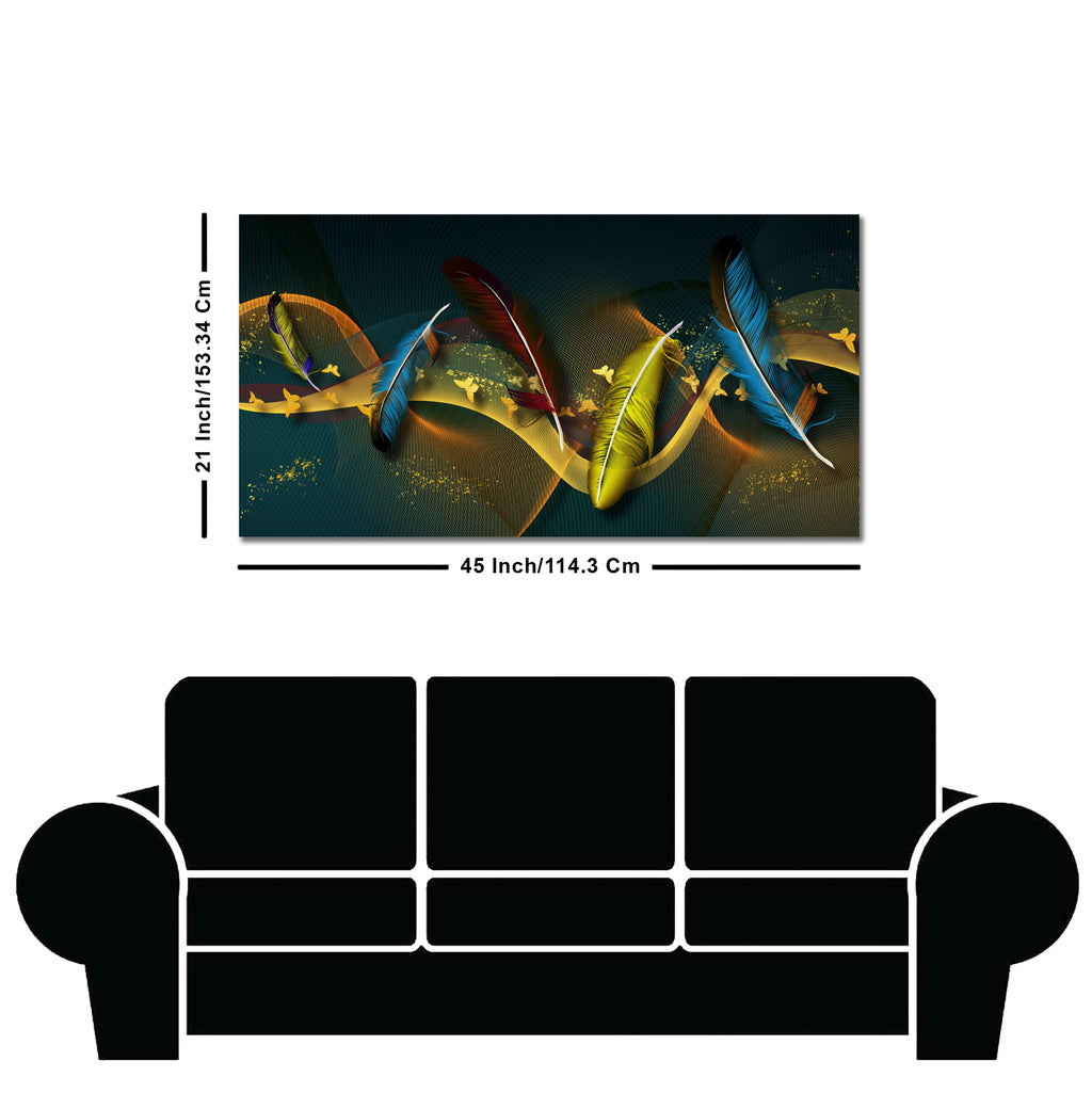Modern Feathers And Butterflies Premium Canvas Wall Painting
