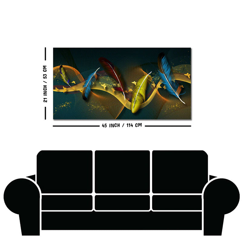 Modern Feathers And Butterflies Premium Canvas Wall Painting
