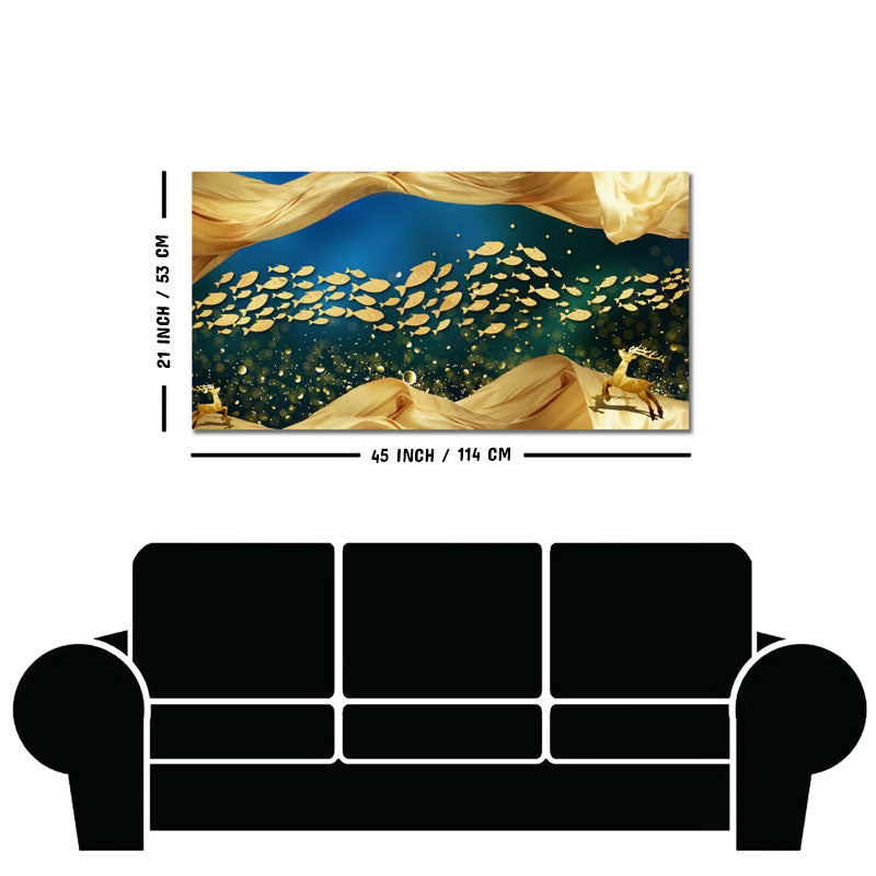 Golden Fishes in the ocean premium Canvas Wall Painting