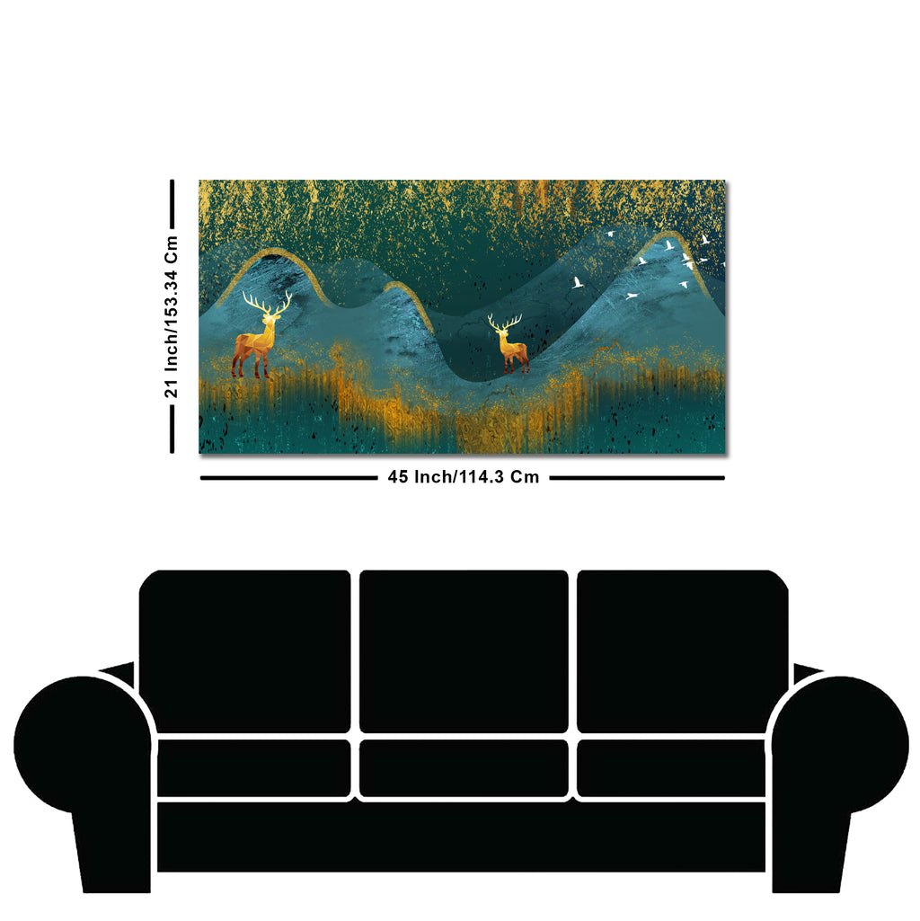 Golden Deer Modern Abstract Art Wall Painting