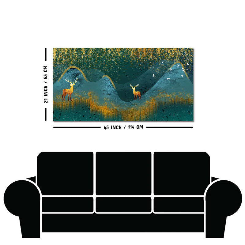 Golden Deer Modern Abstract Art Wall Painting