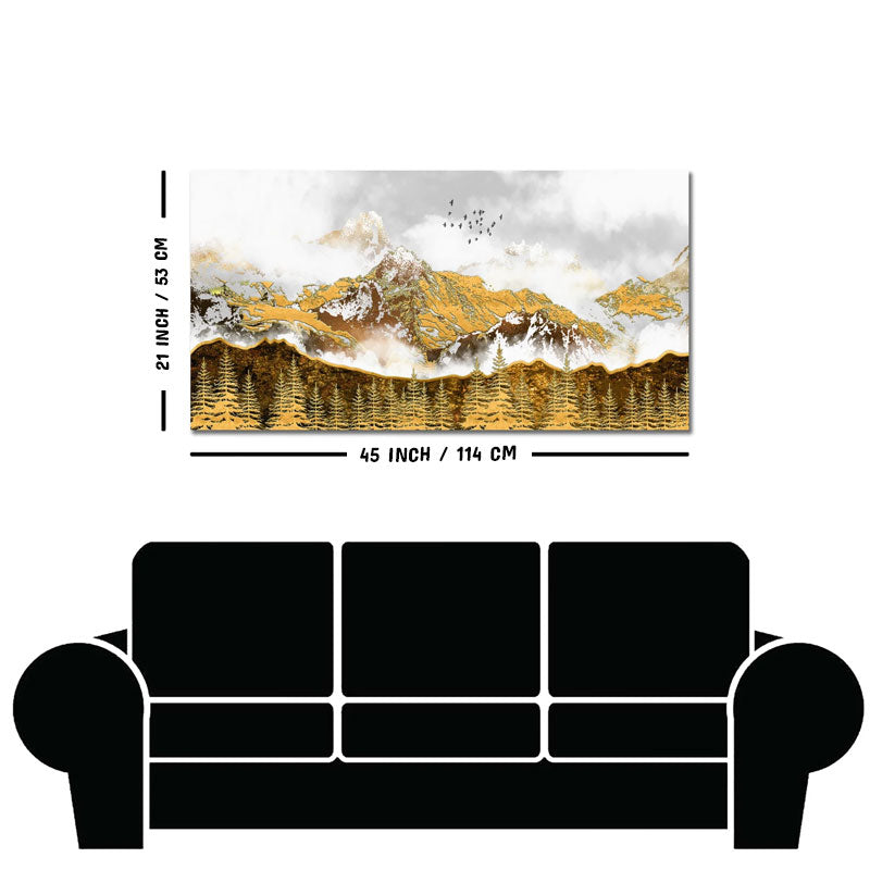 Smoke Cloud Golden Mountain Peak Canvas Wall Painting