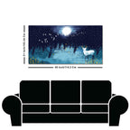 Beautiful White Deer in Full Moon Night Premium Wall Painting