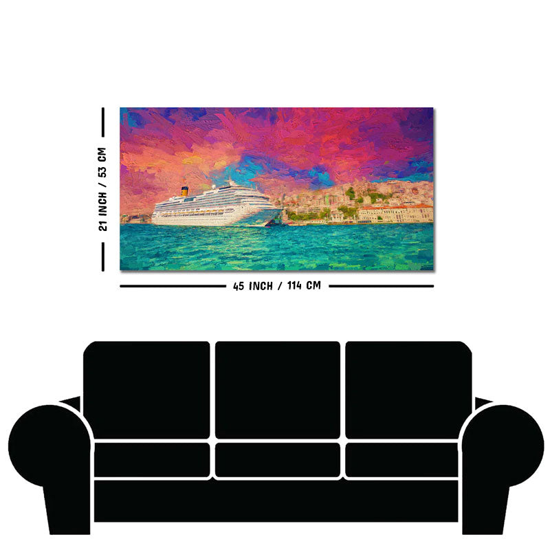 Cruise Ship at Harbour Premium Wall Painting
