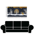 Midnight Golden Deer With Birds Scenery Premium Canvas Wall Painting