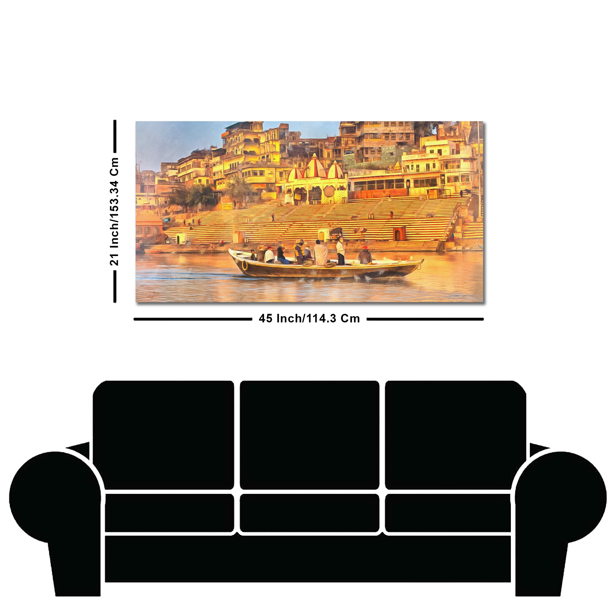 The Sacred Land Of Banaras Scenery Premium Canvas Wall Painting