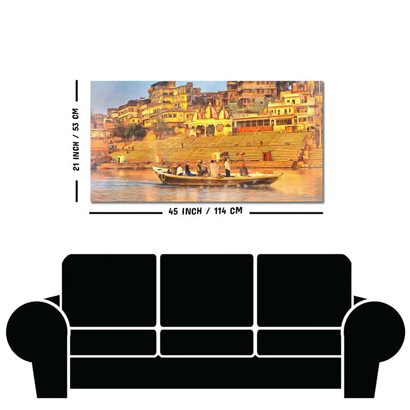 The Sacred Land Of Banaras Scenery Premium Canvas Wall Painting
