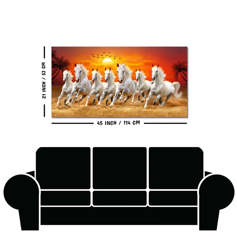 Seven Horses Running at Sunrise Premium Canvas Wall Painting