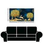 Golden Leaf Tree with Golden Deer Canvas wall Painting