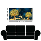 Golden Leaf Tree with Golden Deer Canvas wall Painting