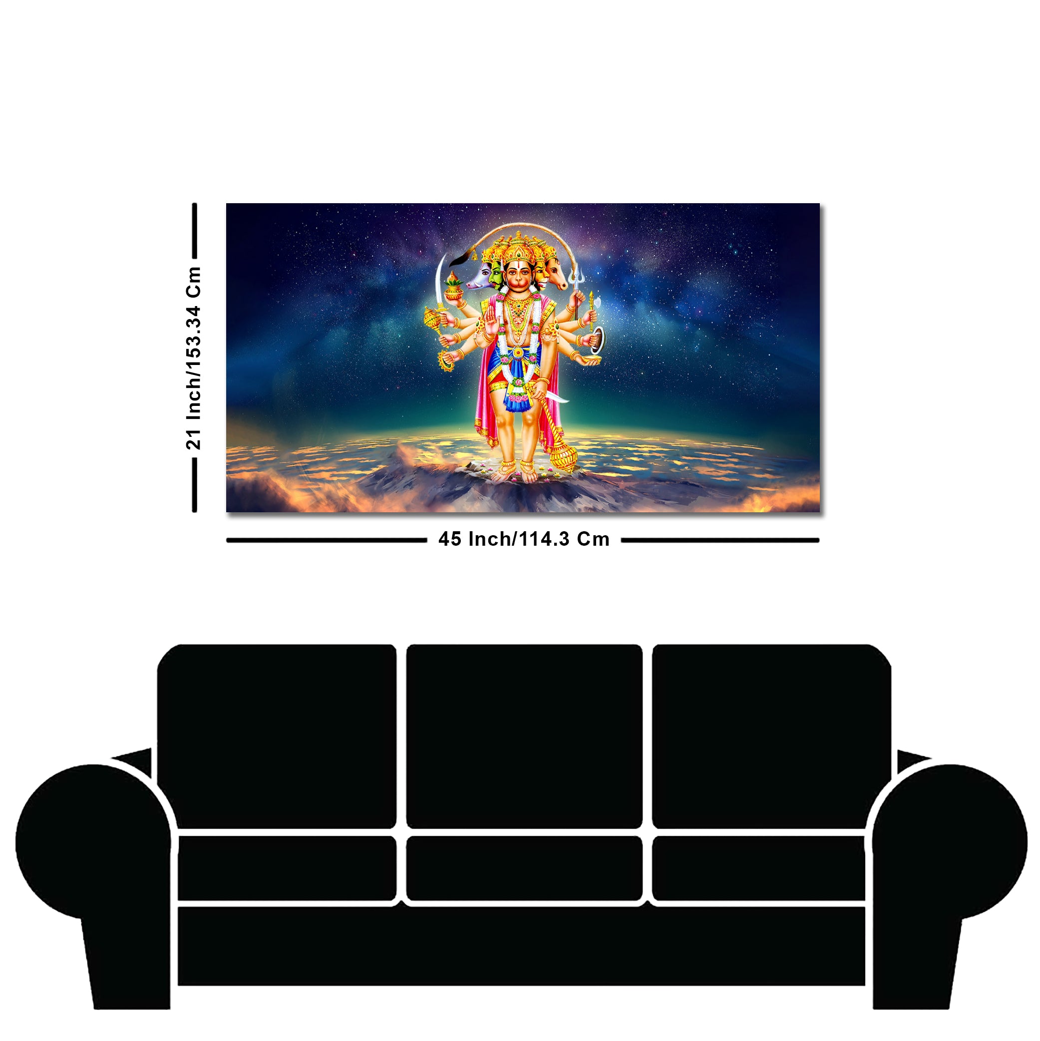 Panchmukhi Bajrangbali Scenery Premium Canvas Wall Painting
