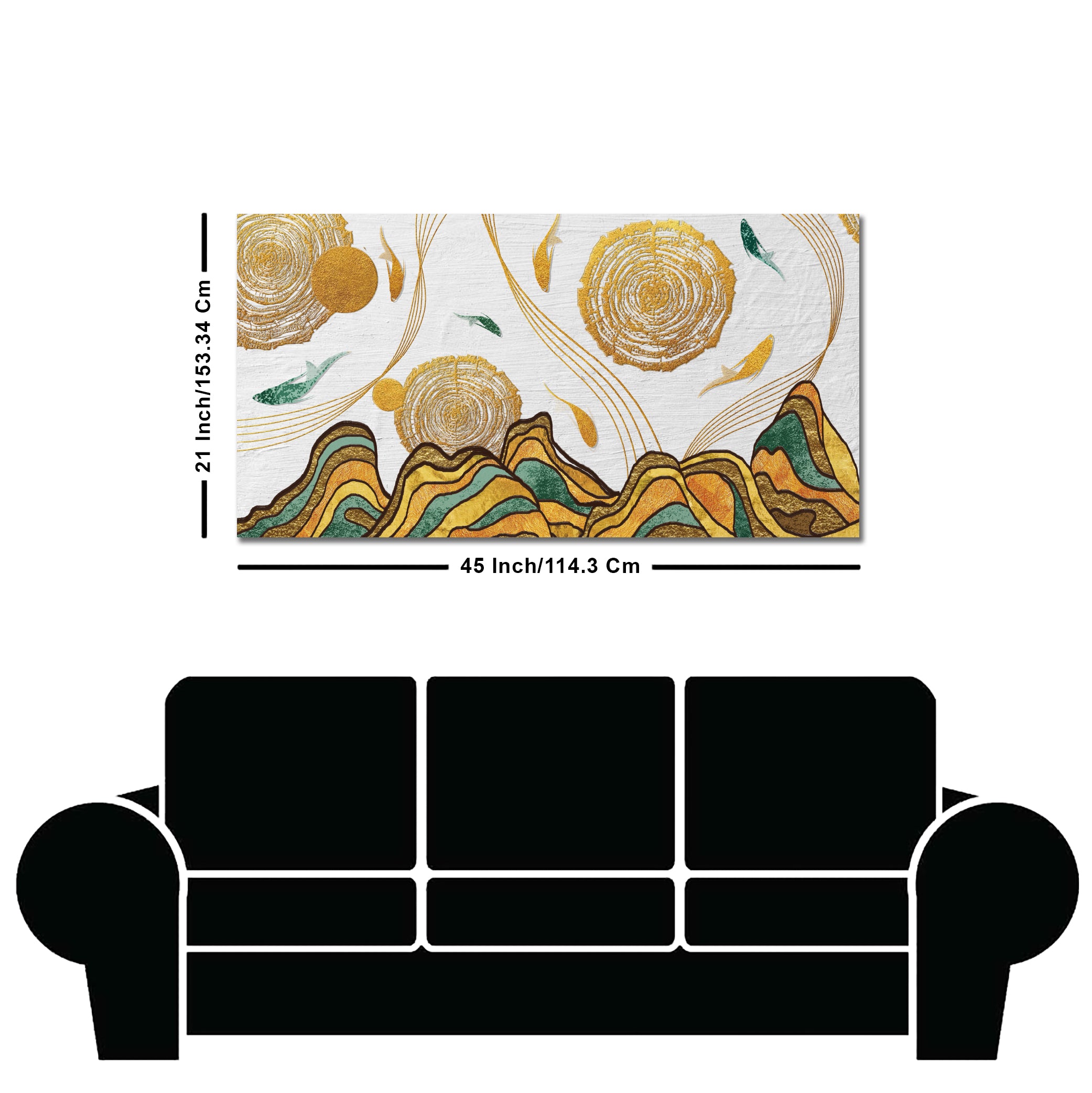 Golden Fish Abstract Premium Canvas Wall Art Painting