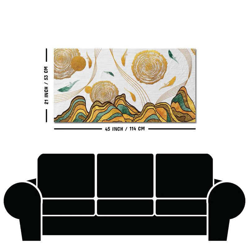 Golden Fish Abstract Premium Canvas Wall Art Paintings