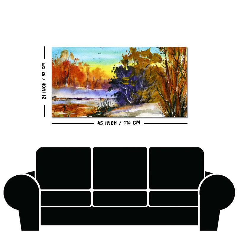 Water Color Landscape of Beautiful Trees Canvas Wall Painting