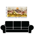 Golden Mountains and Birds Scenery Premium Canvas Wall Painting