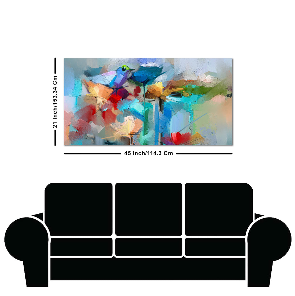 Abstract Colorful Bird and Spring Flower Canvas Wall Painting