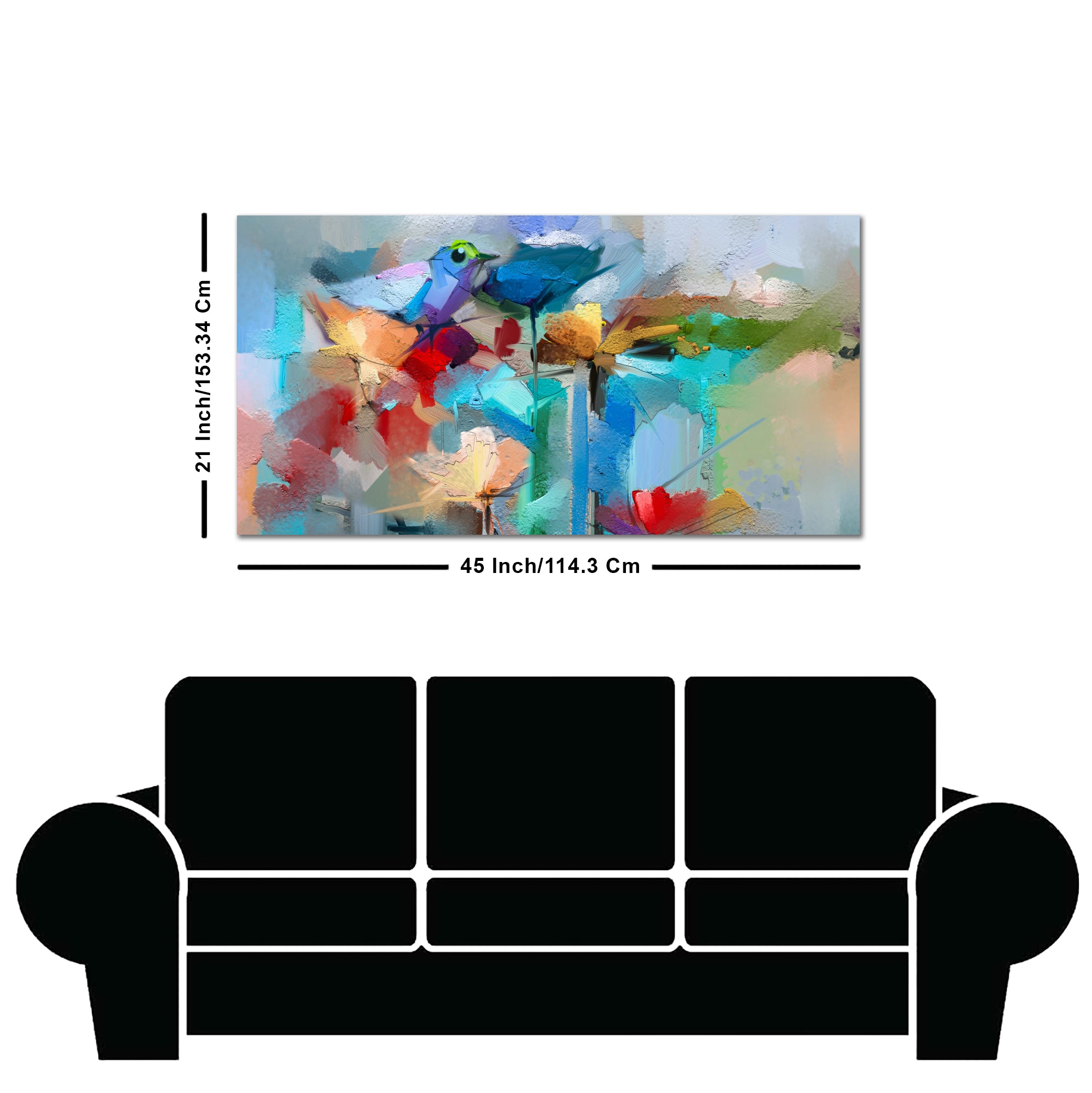 Abstract Colorful Bird and Spring Flower Canvas Wall Painting