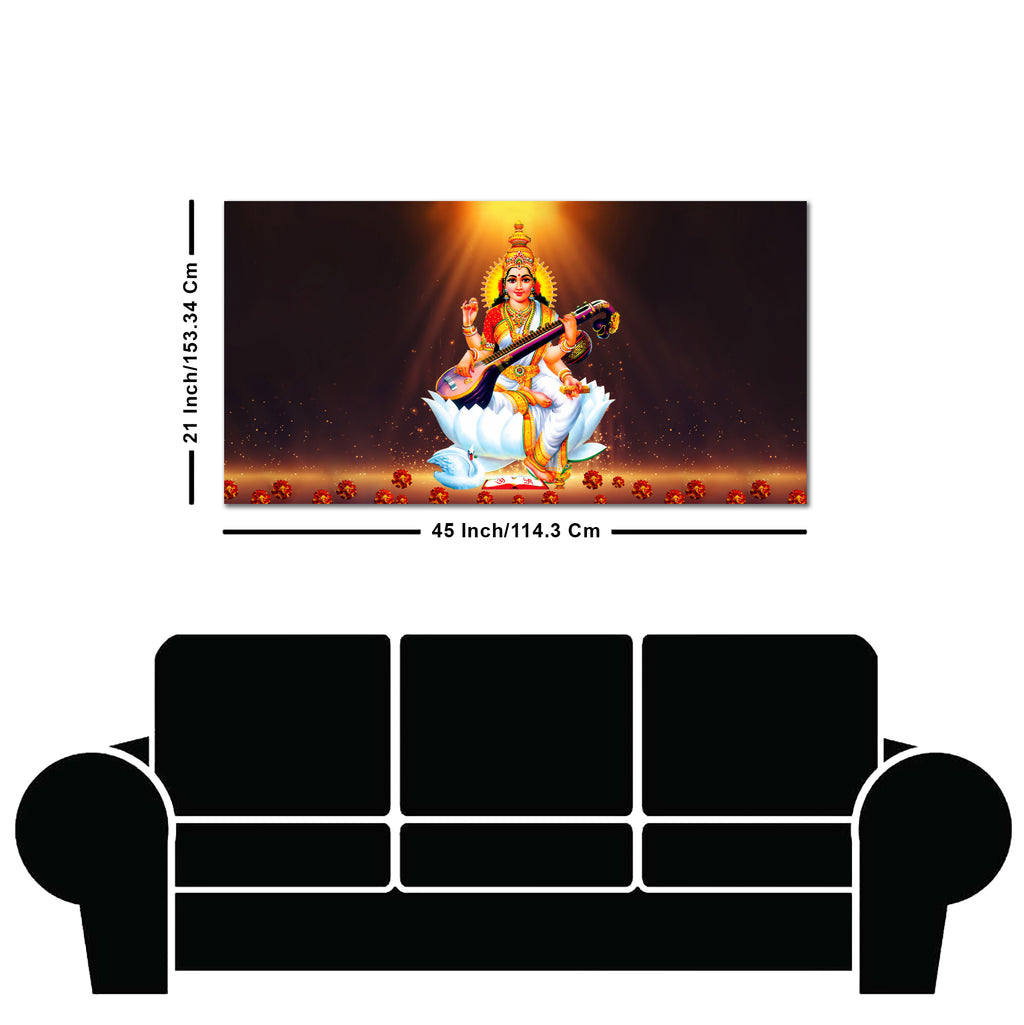 Goddess Sarasvati Modern Canvas Wall Painting