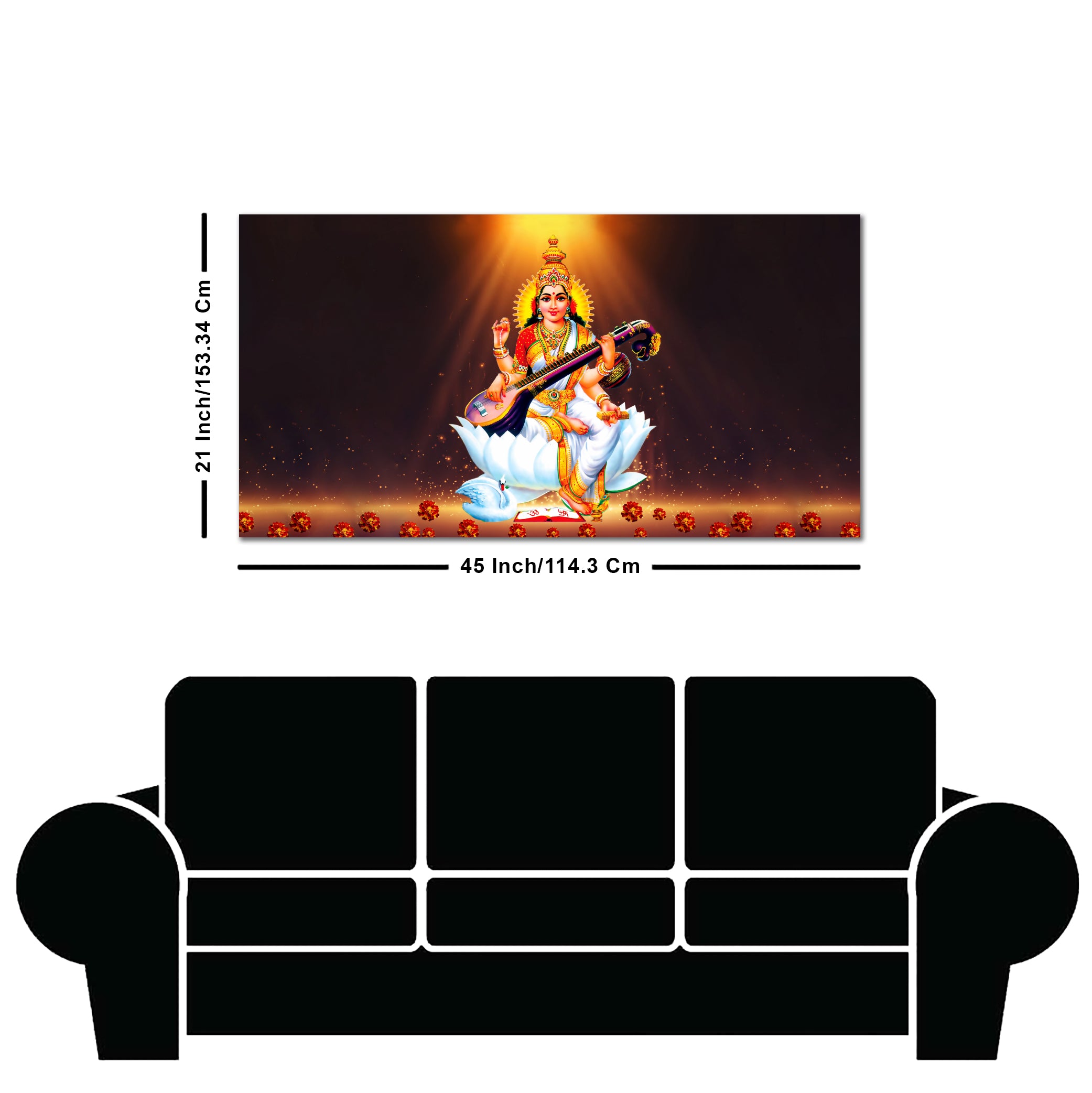 Goddess Sarasvati Modern Canvas Wall Painting