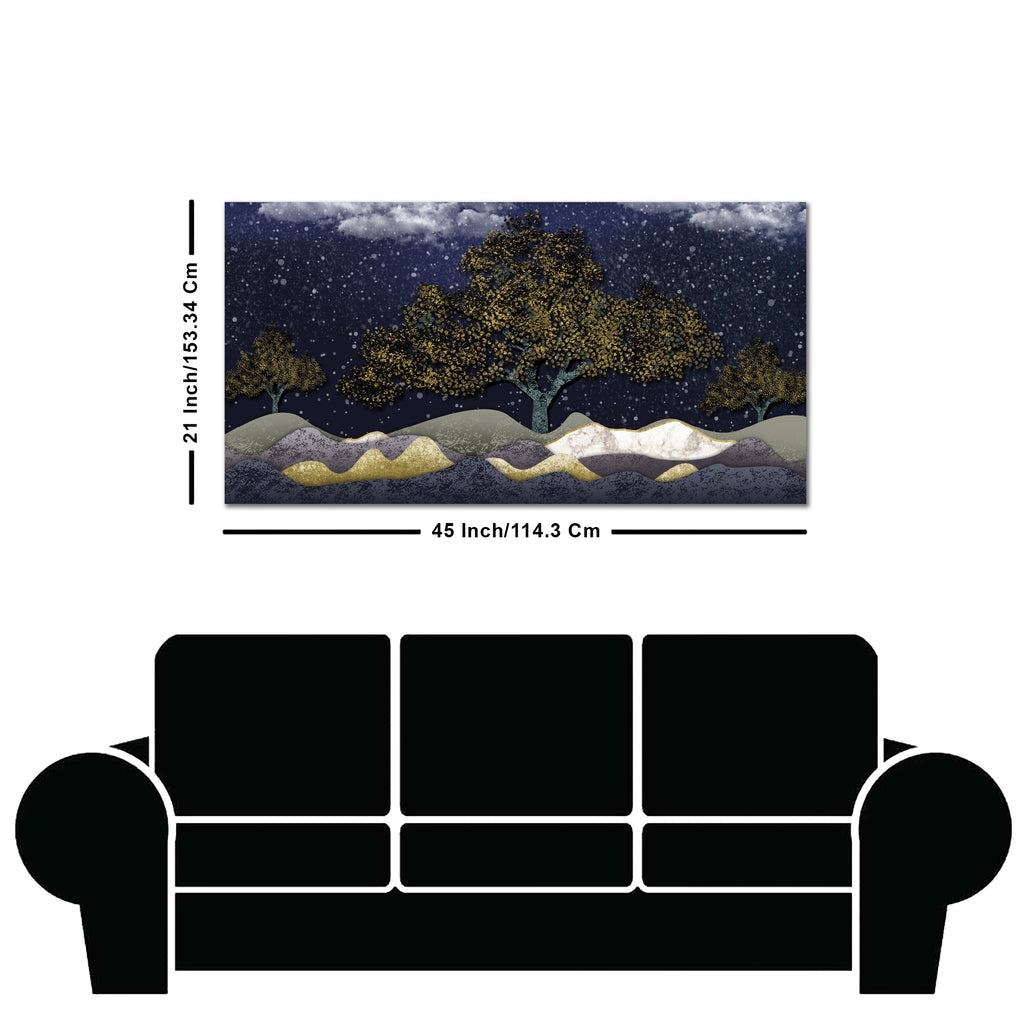 Beautiful Dark Blue Snowy Background Canvas Wall Painting