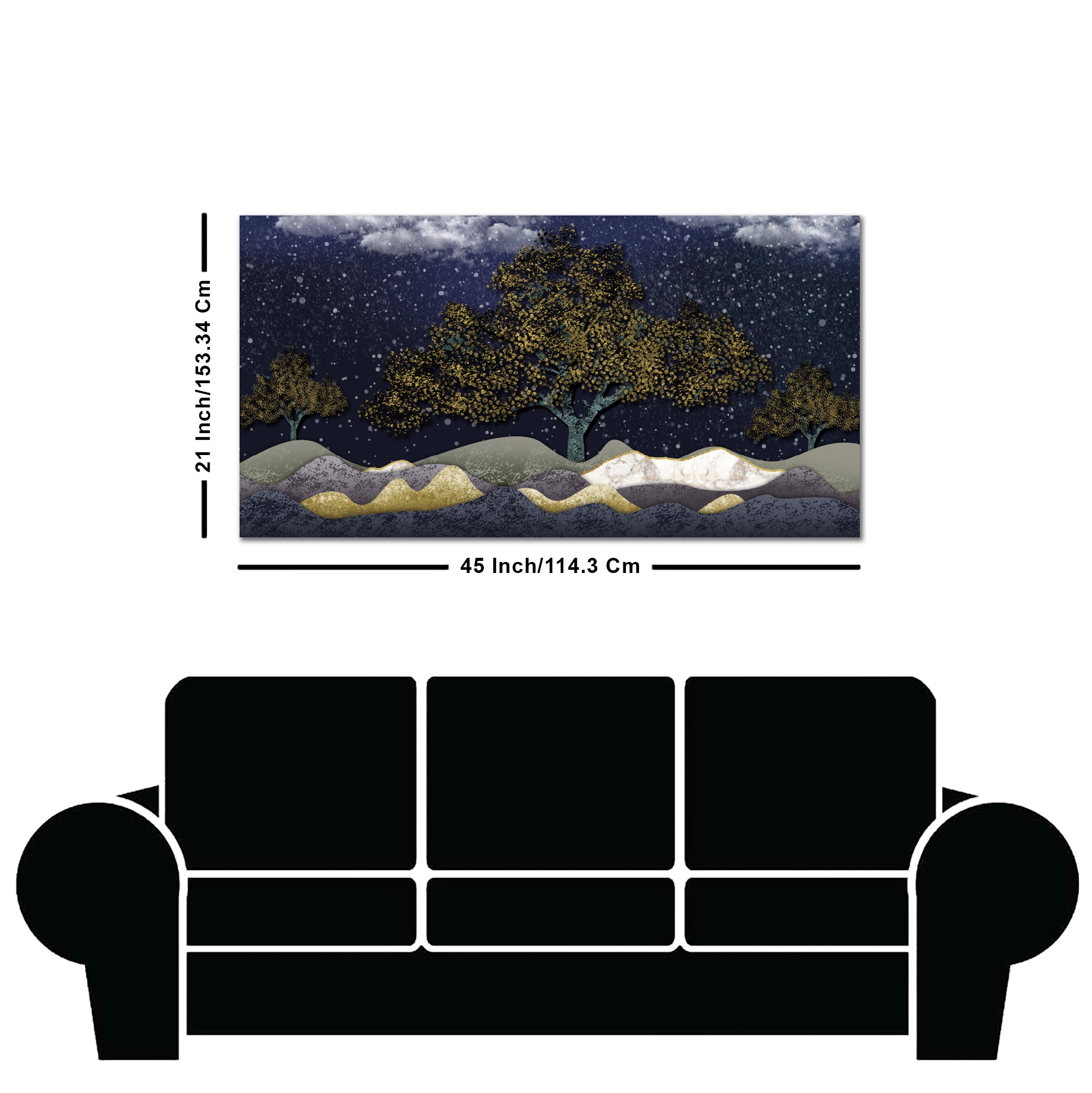 Beautiful Dark Blue Snowy Background Canvas Wall Painting