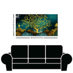 Golden Trees and Deer with Hills Premium Canvas Print Wall Painting