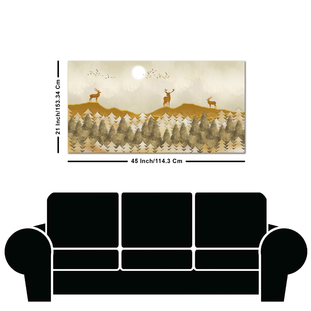 Beautiful Golden Deers Premium Canvas Wall Painting