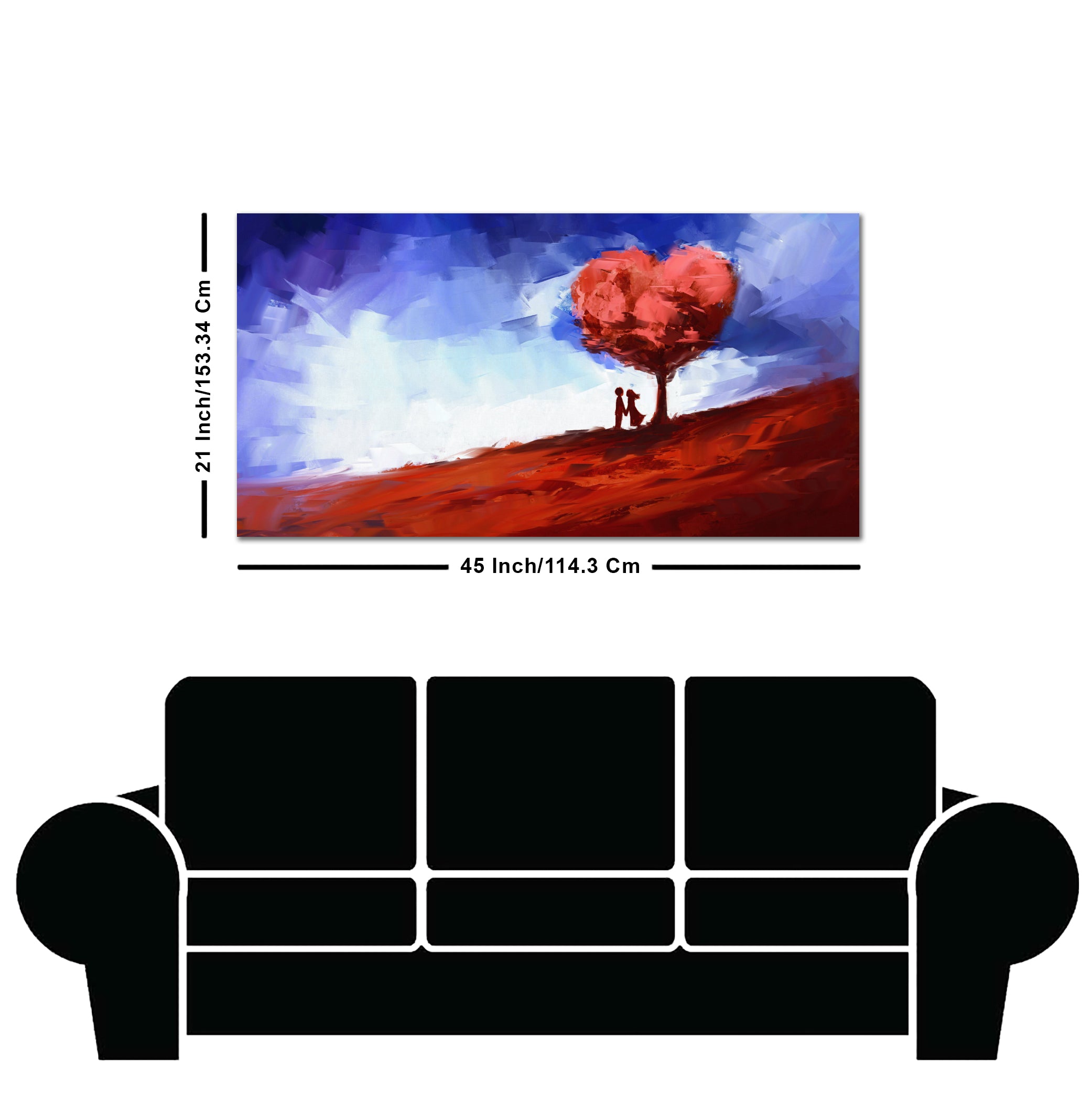 Beautiful Love Tree of Hearts with Couple Canvas Wall Painting