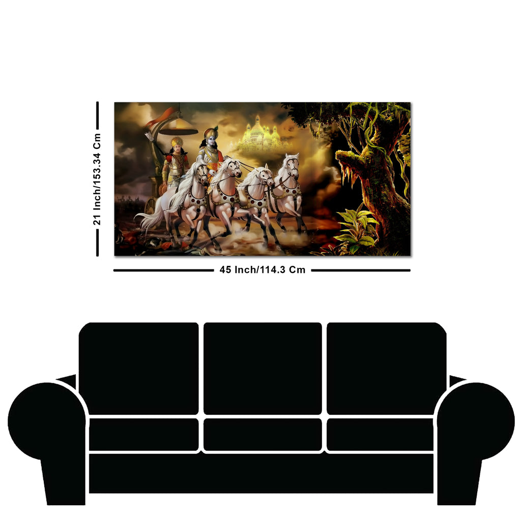 Mahabharat Shri Krishna and Arjun Premium Canvas and Wall Painting