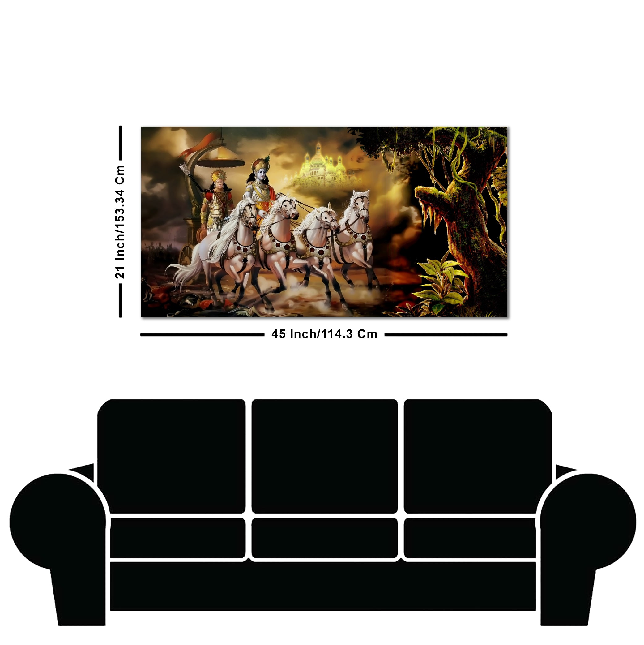 Mahabharat Shri Krishna and Arjun Premium Canvas and Wall Painting