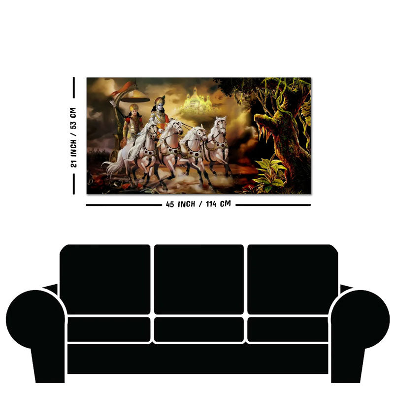 Mahabharat Shri Krishna and Arjun Premium Canvas and Wall Painting