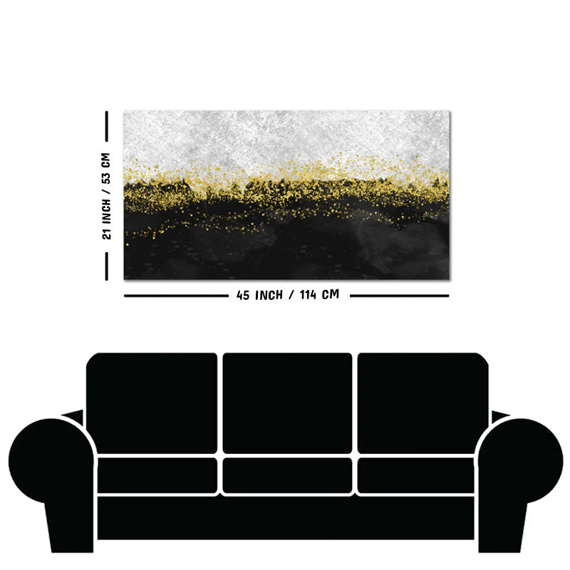 Premium Gold Glitter Particles on Black Background Canvas and Wall Painting