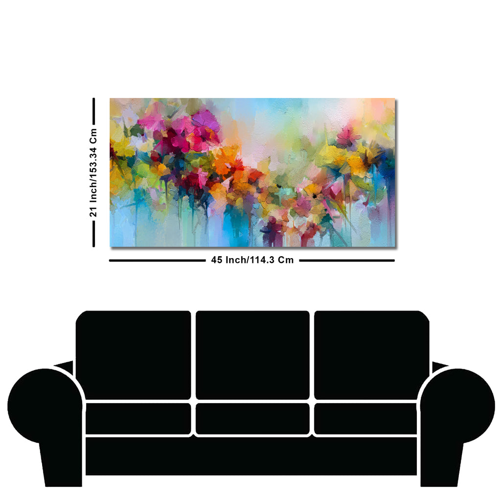 Vibrant Abstract Floral Painted Brush Stroke Canvas Wall Painting