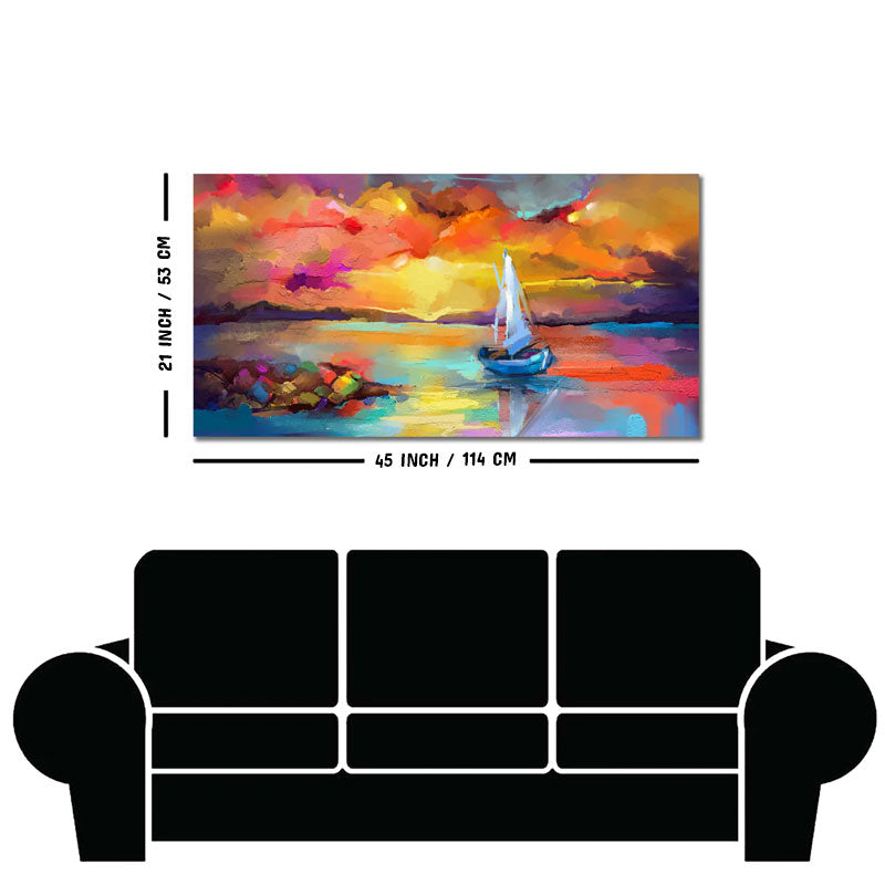 Beautiful Ship in the Ocean Abstract Scenery Canvas Wall Painting