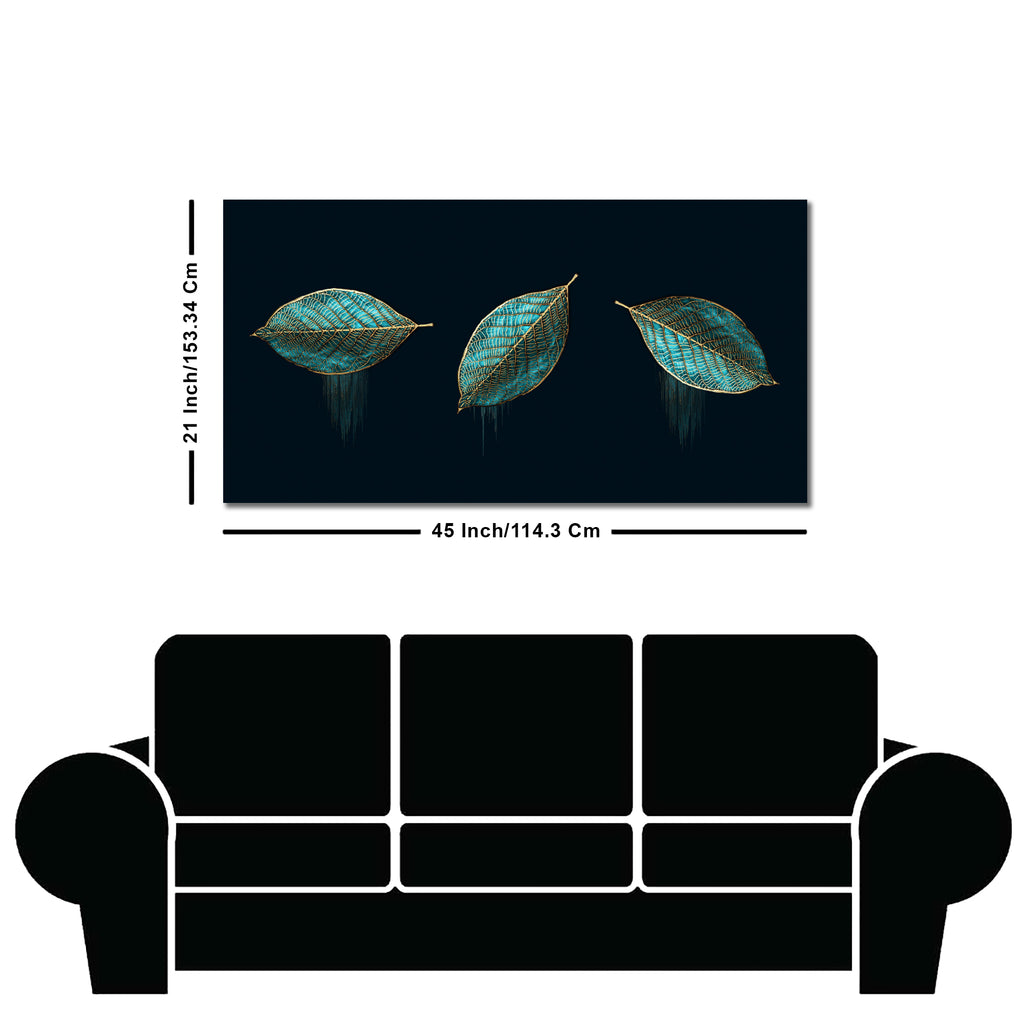 Luxurious Abstract Art of Modern Green Leaves Premium Wall Painting