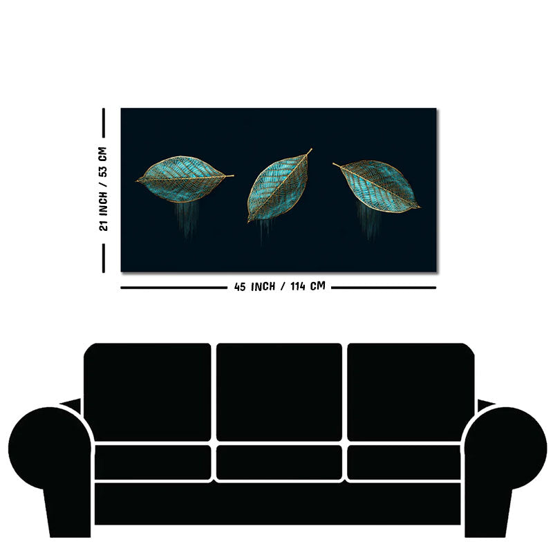 Luxurious Abstract Art of Modern Green Leaves Premium Wall Painting