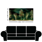 Golden Trees and Deer Modern Art Premium Wall Painting
