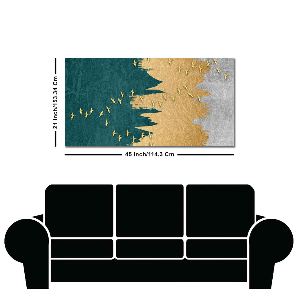 Golden Birds Flying Luxurious Art Premium Wall Painting