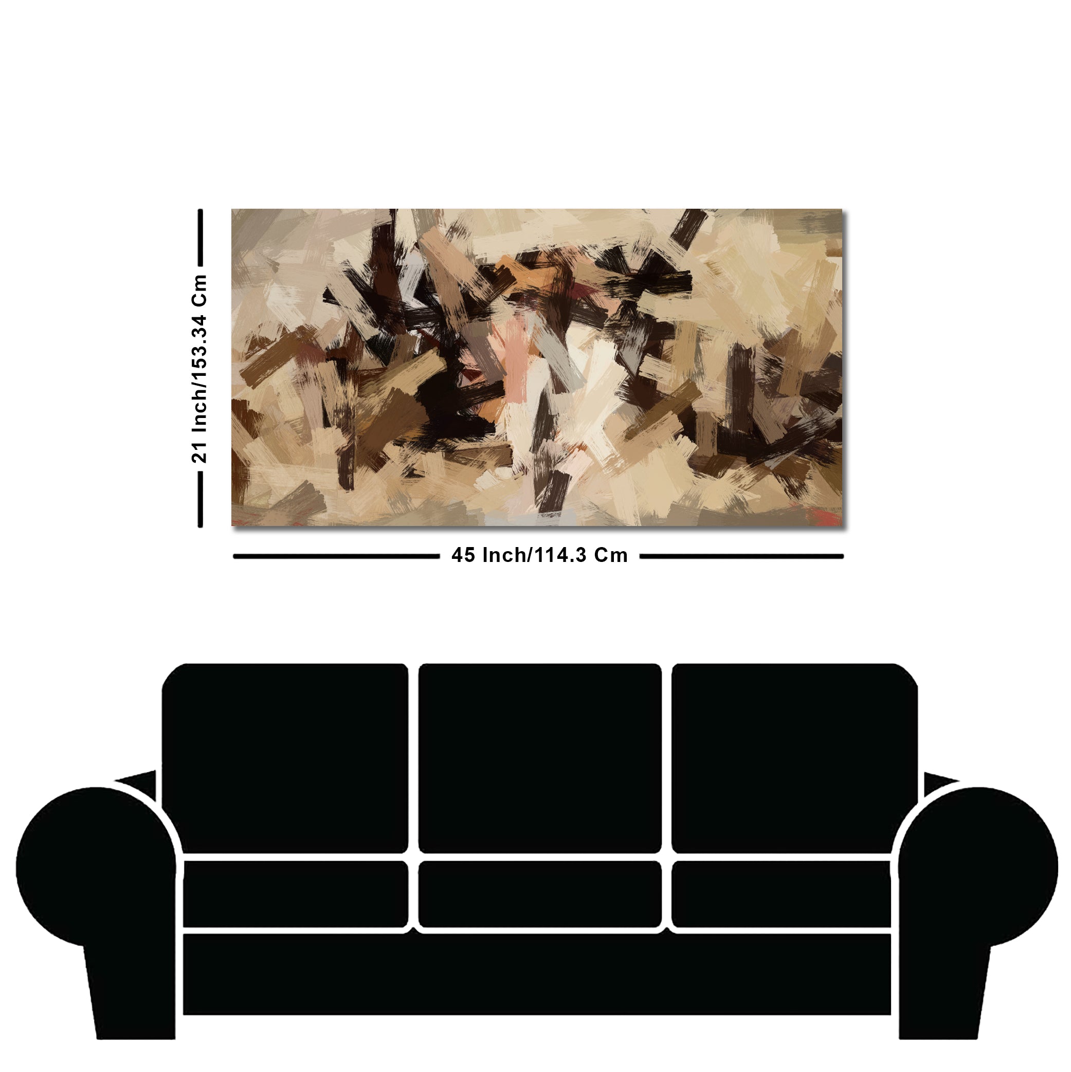 Abstract Art in Beige and Brown color Strokes Canvas Wall Painting