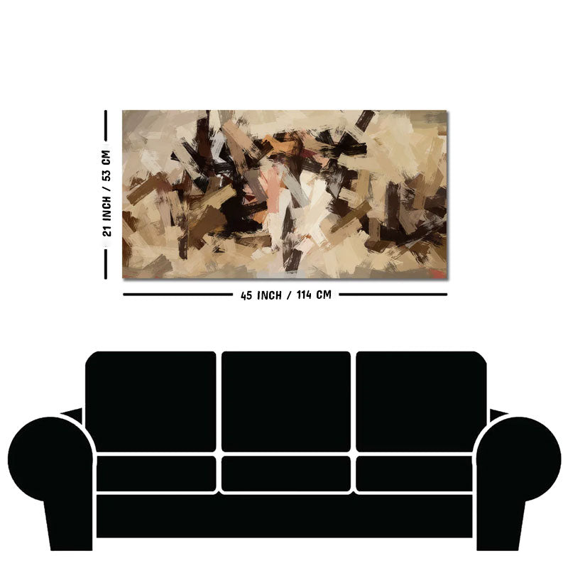 Abstract Art in Beige and Brown color Strokes Canvas Wall Painting
