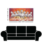 Beautiful White Seven Running Horse Premium Canvas Wall Painting