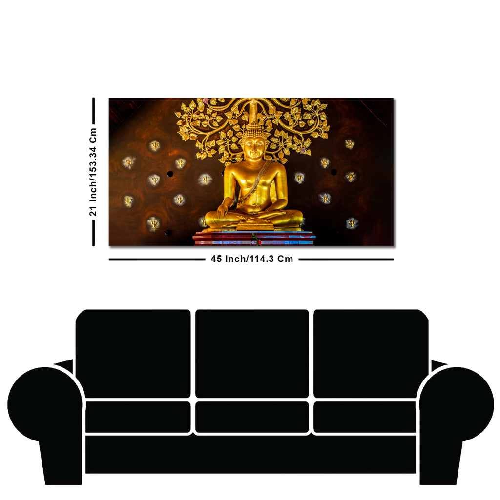 Spiritual Golden Gautam Buddha Canvas Wall Painting