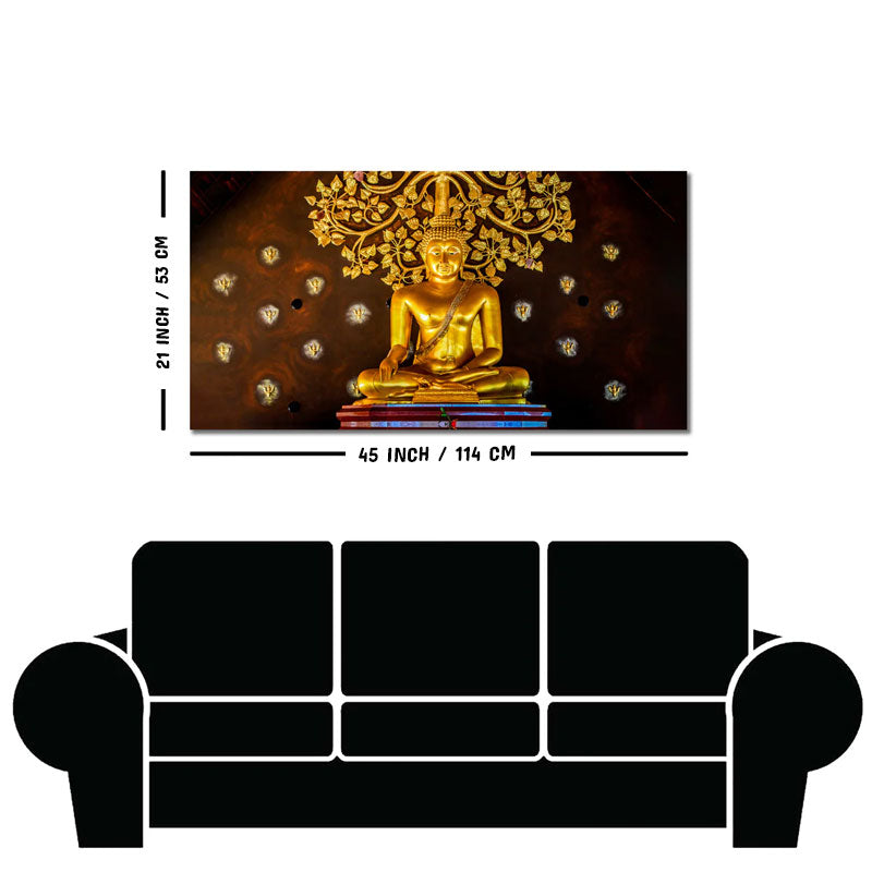 Spiritual Golden Gautam Buddha Canvas Wall Painting