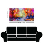 Colorful Autumn Trees Semi Abstract Forest with Lake Canvas Wall Painting