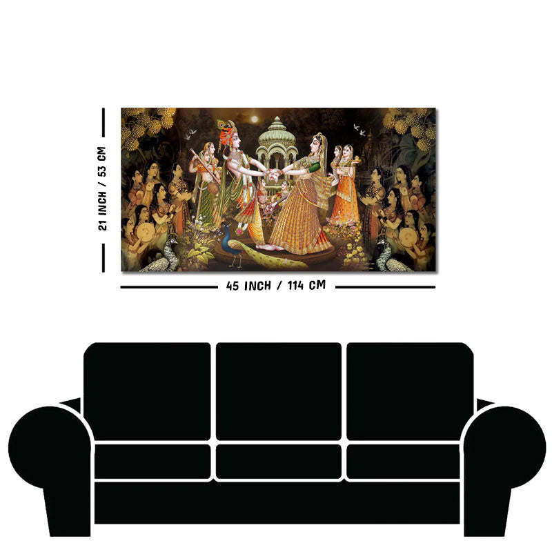 Radhe Krishna and Gopiya Rasleela Canvas Wall Painting