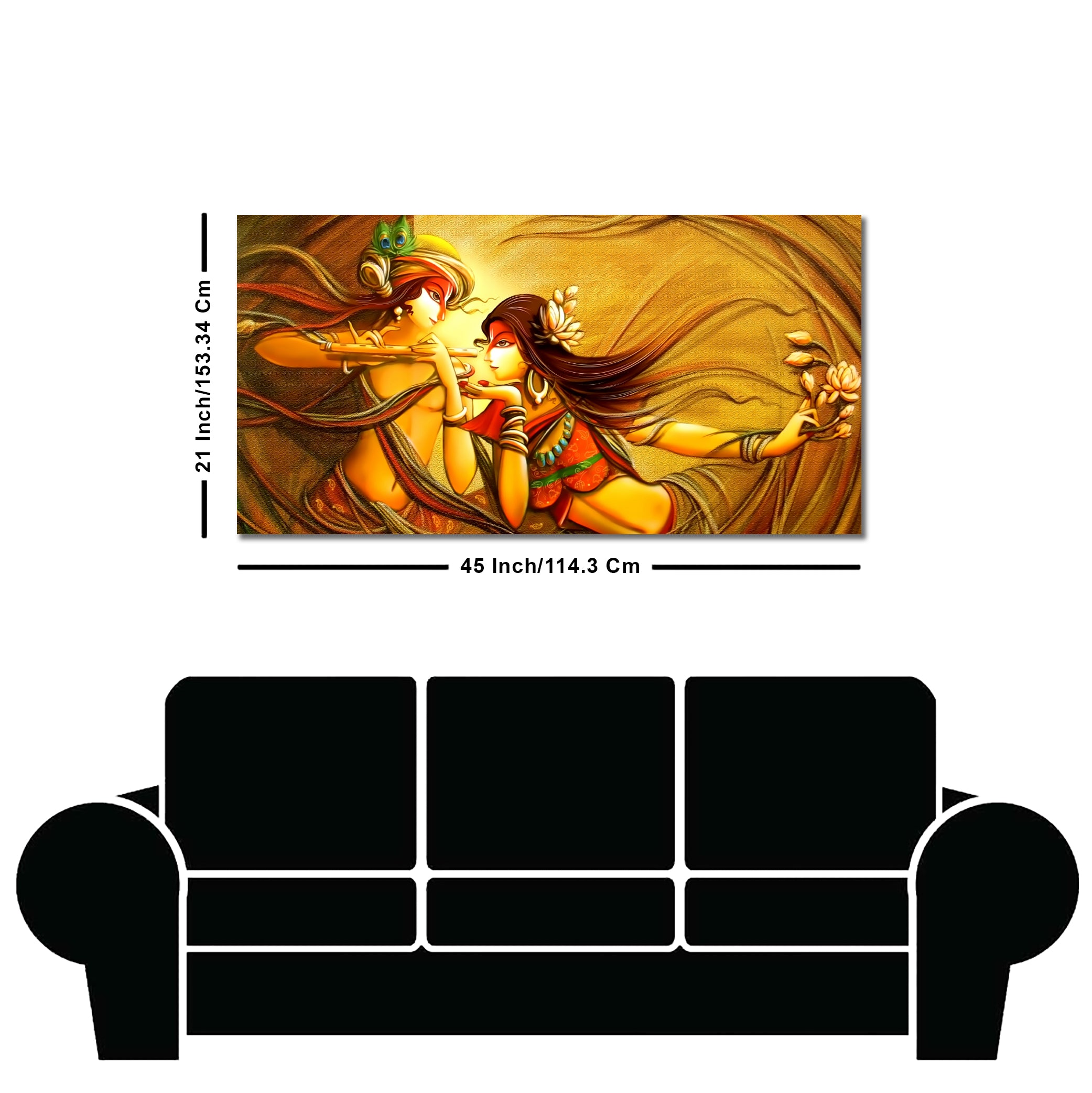 Abstract Art of Lord Radha Krishna Flute Canvas Wall Painting